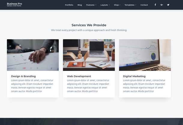 homepage services section