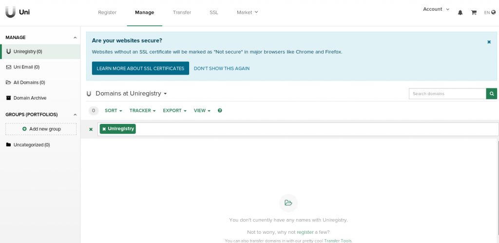 uniregistry domain manager