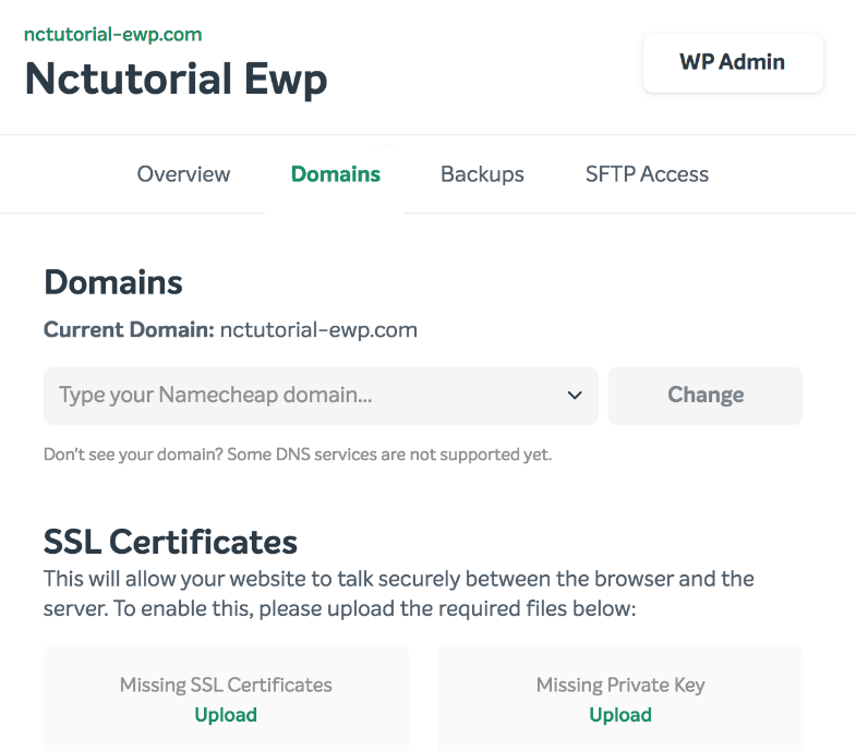 easywp dashboard