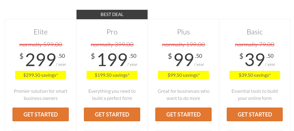 WPForms pricing