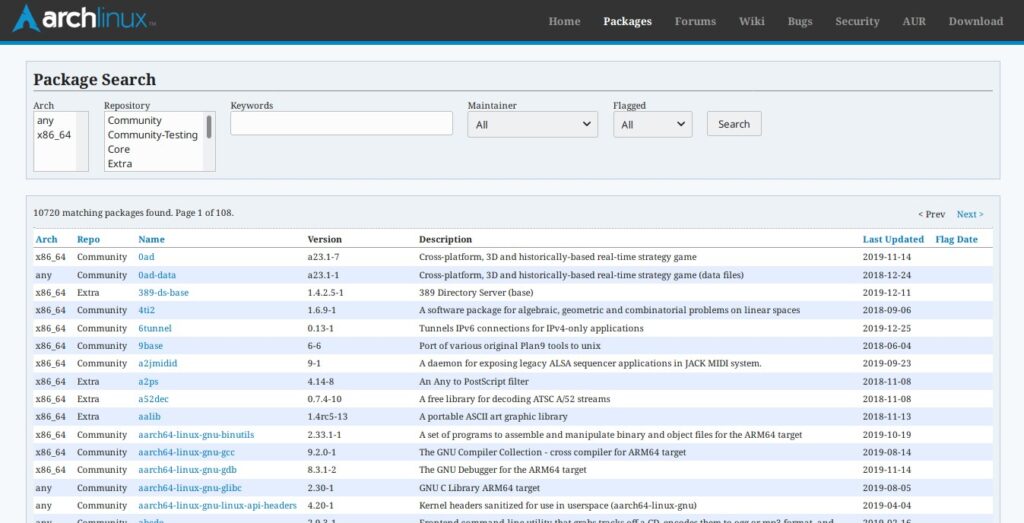 Arch Linux packages