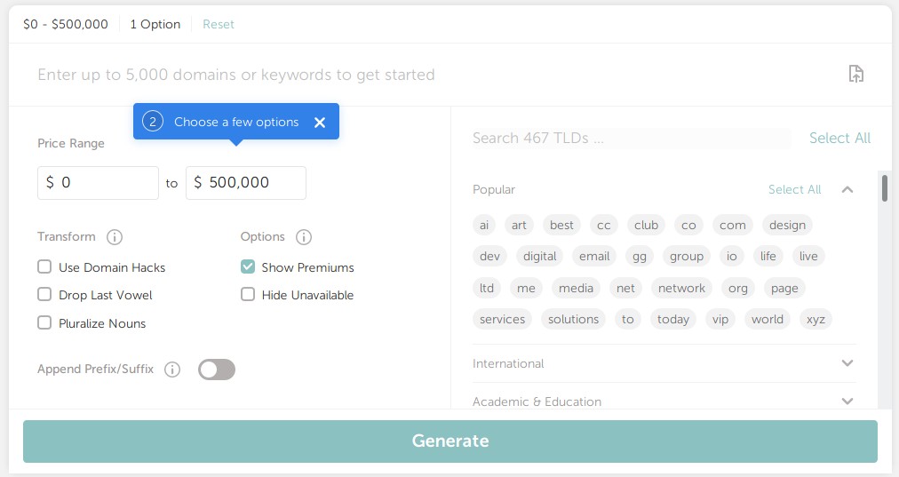 Namecheap domain name generator