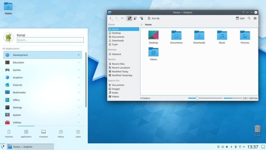 KDE - best desktop environments for Linux