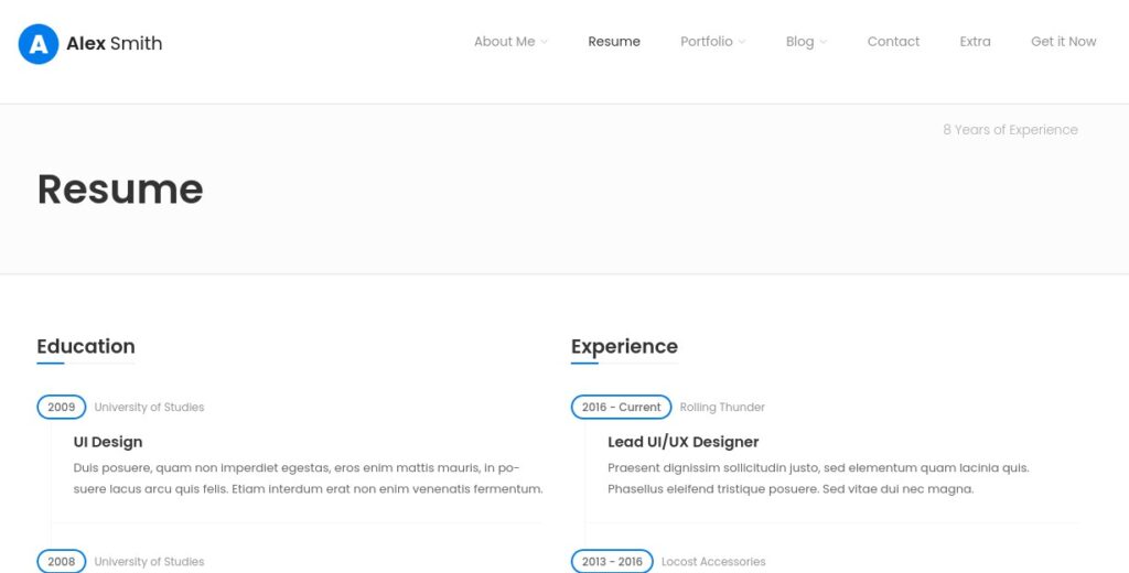 Leven WordPress resume theme