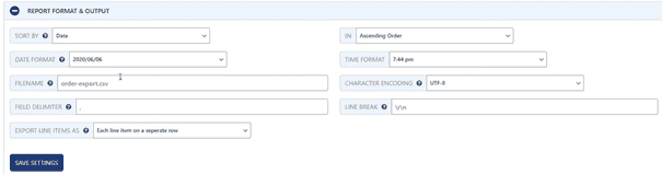 WooCommerce Export Orders Report Format and Output
