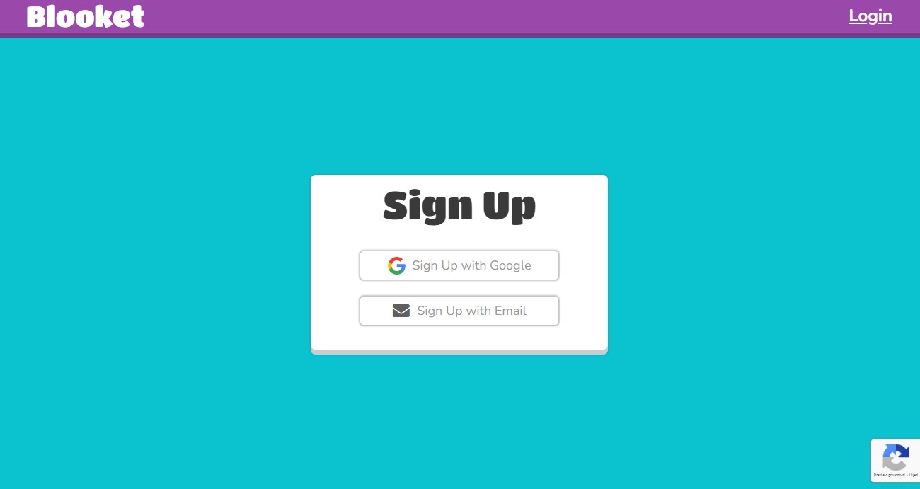 Blooket sign up screen