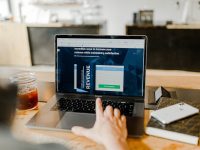 turned-on MacBook credit card, online payment, transaction