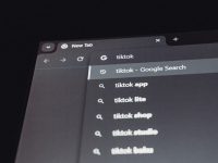 Google search bar showing tiktok related searches browser settings, clear cache, internet privacy