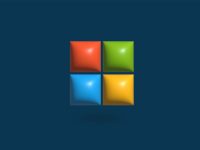 a blue background with four different colored squares windows taskbar settings, system icons, toggle clock option