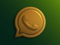 a gold phone icon on a green background ai chatbot whatsapp, customer support automation, multilingual messaging
