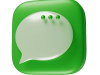 A green square button with a white speech bubble ai chatbot whatsapp, customer support automation, multilingual messaging