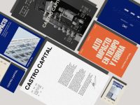 a series of brochures designed to look like a building brand presentation, logo folder, digital collateral