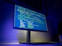 Code is displayed on a computer screen. netlify dashboard, serverless functions interface, lambda platform