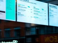 Solutions People Compare When Replacing Airtable Interfaces for Internal Dashboards Digital menu boards display salad and rice bowls. internal dashboard interface, business analytics screen, team collaboration tool