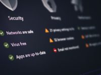 A security and privacy dashboard with its status. data broker websites, personal data search results, privacy protection concept